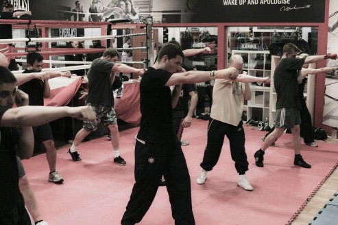 Beginners boxing class in action